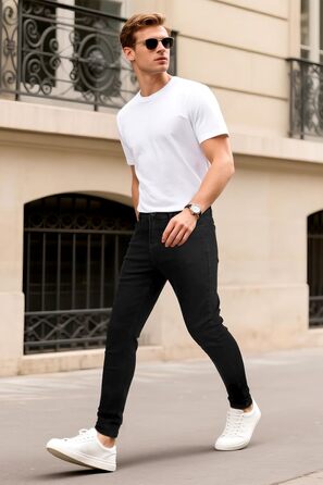 Чоловічі джинси GINGTTO Slim Stretch Skinny чорні 34W/32L