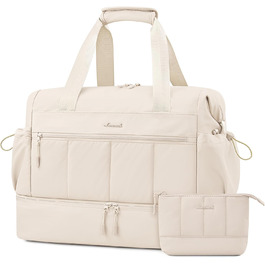 Сумка-валіза LOVEVOOK для жінок, легка клінічна/пологова сумка, спортивна сумка-дуфл, валіза для подорожей, ручна поклажа, водонепроникна з відділенням для взуття, бежева, M-30L