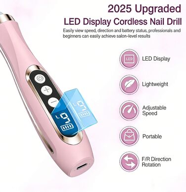 Електричний набір для манікюру та педикюру Nagelfräser 15 в 1, 20000 об/хв, рожевий