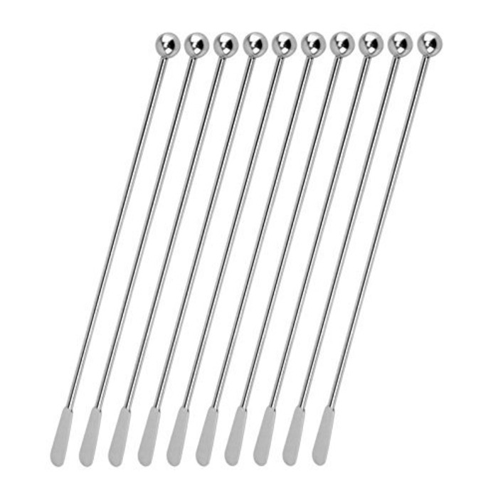 Набір металевих ложок-мішалок для кави та коктейлів із нержавіючої сталі з прямокутними лопатками, 10 шт.