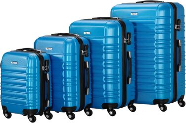 Набір валіз Zelsius 4 шт., блакитний | ABS, з кодовим замком, 4 колеса, внутрішній роздільник | Ручна валіза, 4 шт., Trolley, великий, набір валіз