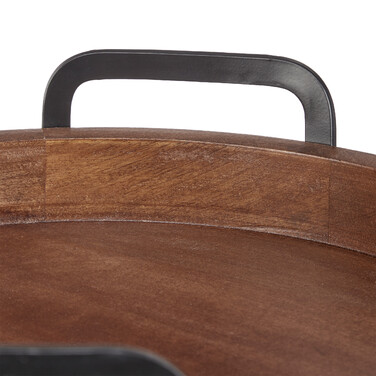 Relaxdays Mango Wood Tray with Metal Rim