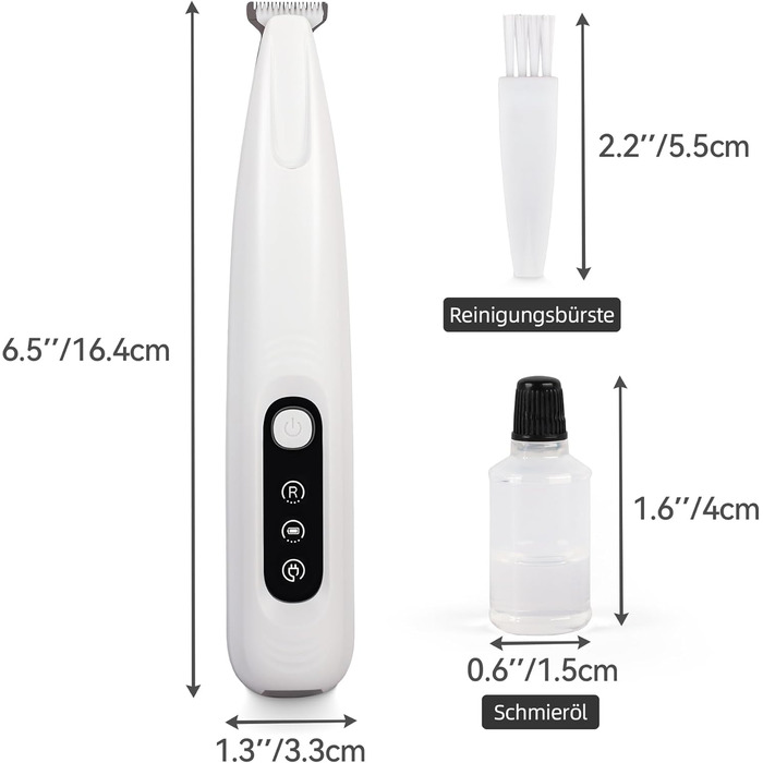 Триммер для собак ALL FOR PAWS з LED-підсвічуванням – 18 мм, тихий (35 дБ), водонепроникний (IPX4), USB, для догляду за лапами, вухами, обличчям та спиною