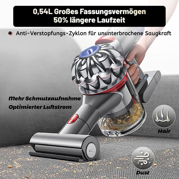 Покращений контейнер для пилу для пилососів Dyson V7 V8 SV10 SV11 (Animal, Absolute, Fluffy), запчастина №967699-01, прозорий міцний пилозбірник