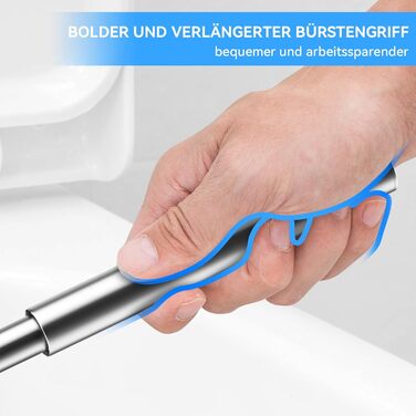 Торцева щітка для унітазу з нержавіючої сталі 304, довговічна та надійна, сучасний дизайн, змінний насадок, ідеальна для дому, офісу, готелю та квартири (геованізоване срібло), щітка з щетиною