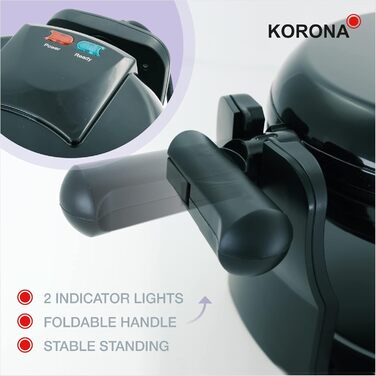 Вафельниця Korona Party з діаметром 18 см, 1000 Вт, автоматичне регулювання температури, червона (41004)