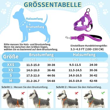 Нашийник для собак середніх та маленьких порід, м'який, не тягне, з 2 карабінами, легкий, світловідбиваючий, чорний (S, фіолетовий)