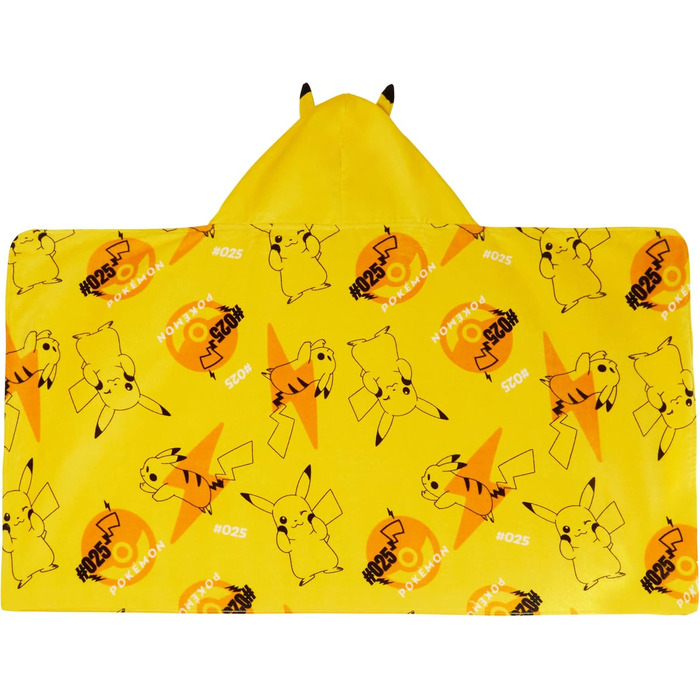 Pikachu Hooded Towel 100% Cotton Kids 3D Ears Costume Pikachu Poncho Beach Towel Swim Towel