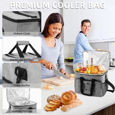 30L Термосумка-холодильник для їжі та напоїв: водонепроникна, складана, з оксфордської тканини