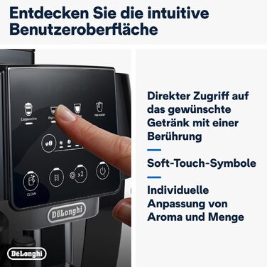 De'Longhi Magnifica Start ECAM222.60.BG, fully automatic coffee machine with LatteCrema milk system for automatic cappuccino, 4 direct selection buttons, soft-touch control panel, 
