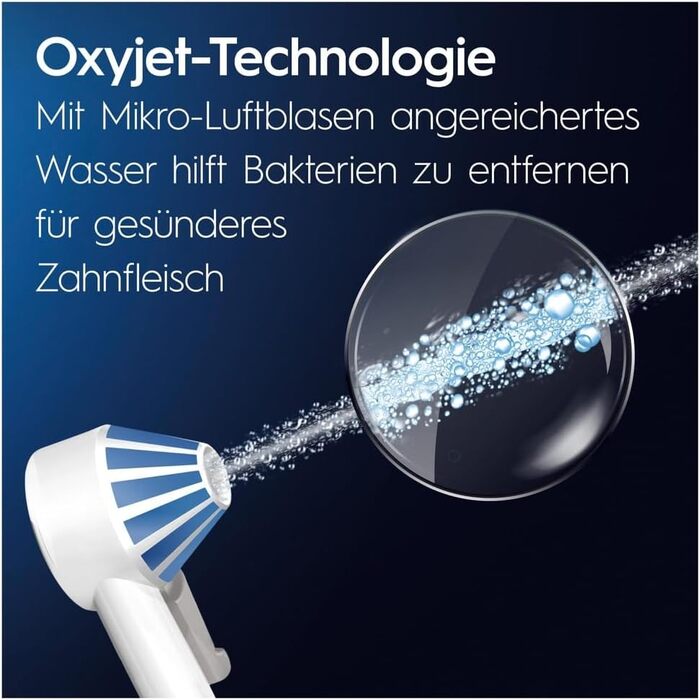 Іригатор Oral-B Oral Health Center з 2 насадками, для очищення міжзубного простору, з Oxyjet-технологією, 5 рівнів тиску, білий/блакитний
