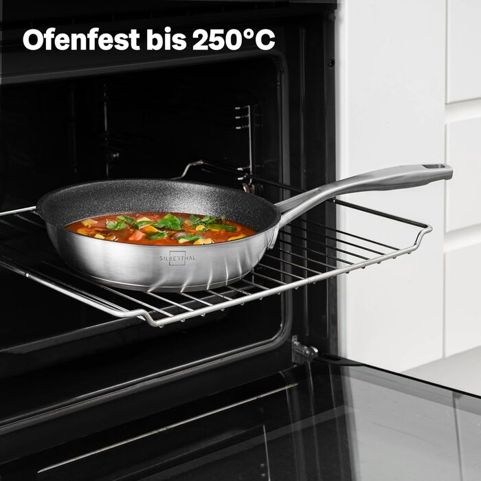 Silberthal Induction Nonstick Fry Pan - 24cm Stainless Steel - Compatible with All Cooktops & Oven Safe