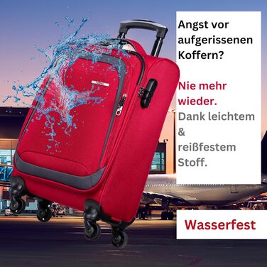 Чемодан NOWI Korfu Weichschaen Troey – середній м'який, з 4 колесами та відділенням для аксесуарів | Компактний дорожній чемодан для жінок та чоловіків (M, Червоний)