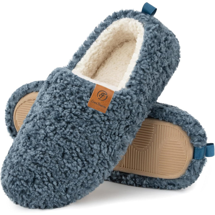 Жіночі теплі домашні тапочки EverFoams з м'якої штучної вовни та Memory Foam, закриті, (39.5 EU, темно-синій)