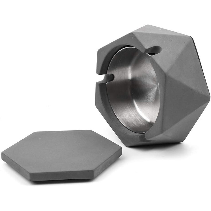 Бетонна попільничка MOSTFUN з кришкою, геометричний дизайн, для вулиці та дому, з нержавіючою сталею, скандинавський стиль