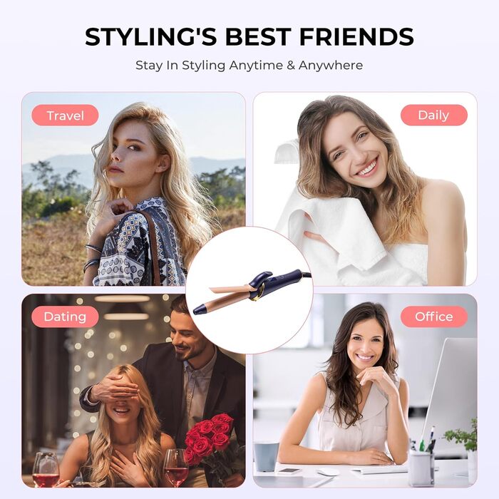 Набір для укладки волосся 6 в 1 Airstyler: фен, термощітка, плойка, браш для волосся, автоматична плойка, 1000W, блакитно-золотий