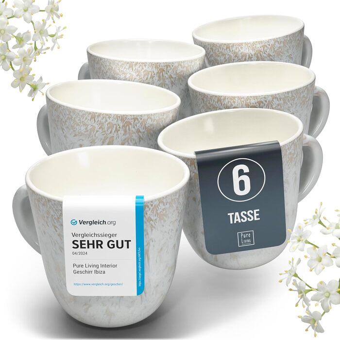 Набір кавових чашок Steingut Ibiza (6 шт.) - бежевий, 460 мл, преміум якість