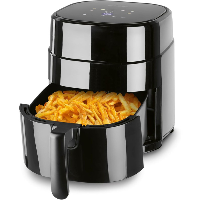 Фритюрниця горіння повітрям GOURMETmaxx 4.5L – Airfryer 1400W з цифровим дисплеєм, таймером, захистом від перегріву, миється у посудомийній машині, без жиру – Чорний 4.5 літри