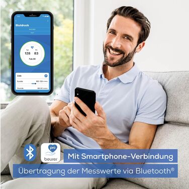 Тонометр Beurer BC 54 на зап'ясті з технологією Inflation, індикатор ризику, визначення аритмії, об'єм зап'ястя 13,5-21,5 см, з додатком, передача даних до Apple Health та ін. 2 x 60 місця для зберігання даних