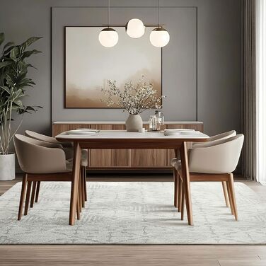 Килим Leesentec для вітальні та спальні: геометричний, антиковзаючий, короткий ворс, бежевий та білий (слонова кістка), розміри 80x120 см та 200x250 см