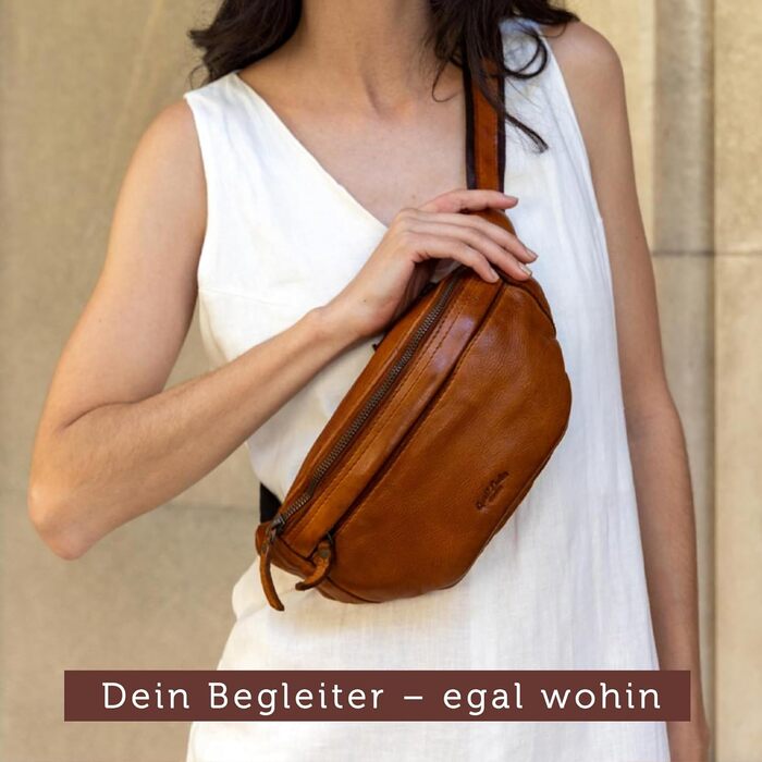 Чоловіча/жіноча поясна сумка Gusti Leather Spencer I з натуральної шкіри, регульований ремінь (колір: коричневий)