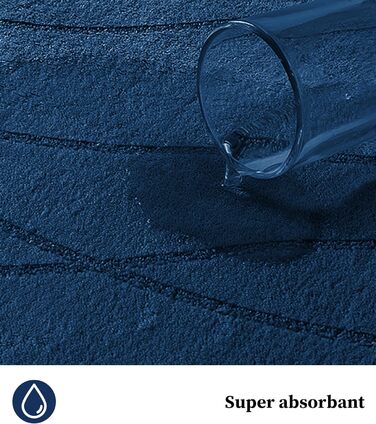 Килимок для ванної кімнати chakme з ефектом пам'яті (Memory Foam), протиковзкий та вбираючий підкладник під душ, 60x150 см, темно-синій