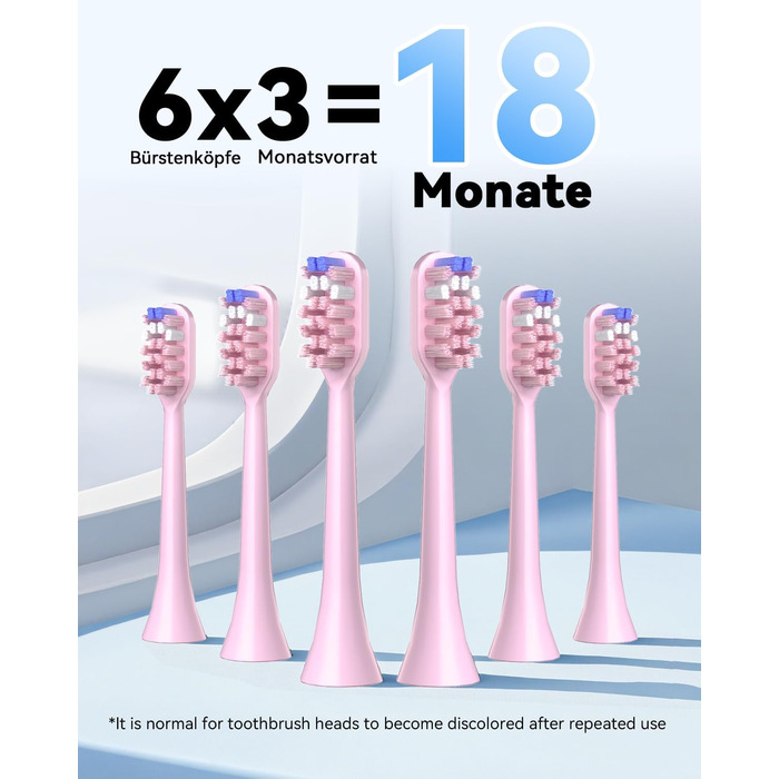 Електрична звукова зубна щітка JTF з УФ-дезінфекцією та сушінням, бездротова зарядка, 5 режимів чищення, 6 насадок, стаканчик, акумуляторна для дому та подорожей (Рожева)