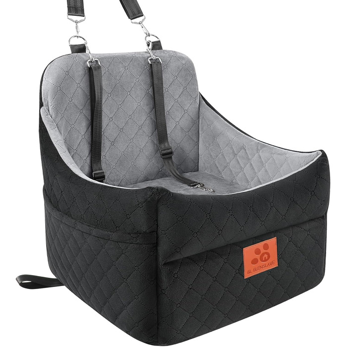 Автокрісло для собак GL GLENSLAVE для маленьких та середніх порід, з товстим шаром підкладки до 16 кг, знімний, пральний, чорний/коричневий/сірий