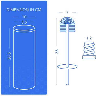 Щітка для унітазу Bamodi з тримачем – силіконова, з довгою ручкою та жорсткою щетиною для ретельного прибирання, ідеальна для ванної кімнати та гостьового туалету (білий)