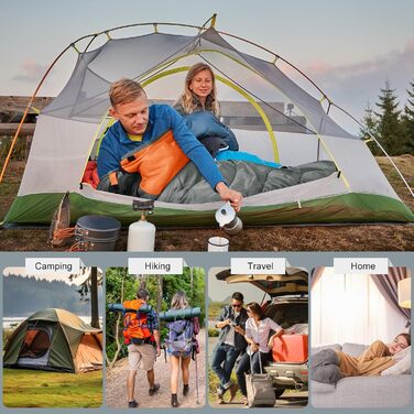 Yarmiene 3-4 Season Sleeping Bag - Adult & Kids Outdoor Sleeping Bag, Rectangular, Warm & Portable for Camping & Hiking (Gray & Orange)