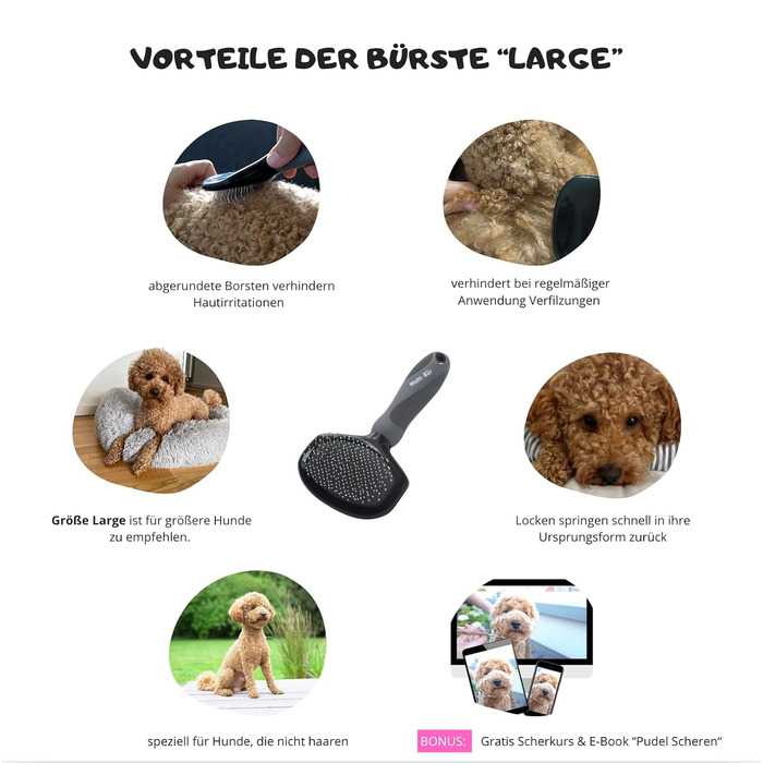 М'яка щітка для собак Moki Bär, ідеальна для пуделів та чутливих тварин. Без вискубування шерсті, маленька упаковка (1 шт.)