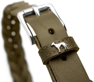 Нашийник для собак HUNTER SOLID EDUCATION SPECIAL, шкіряний, міцний, ручної плетіння, розмір S (45 см), оливковий колір