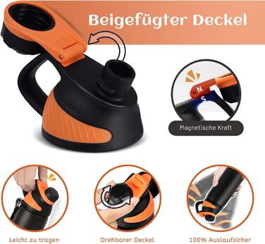 Фляга спортивна Fjbottle Edelstahl 1л з магнітною кришкою, BPA-Free, для школи, фітнесу, чорна