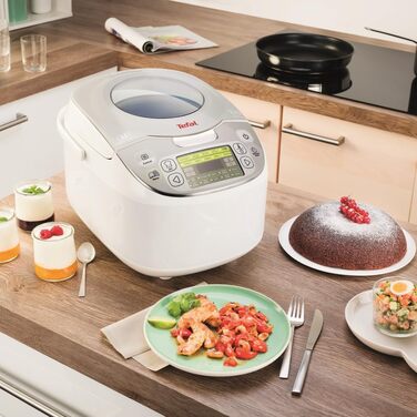 Мультиварка Tefal RK8121 45 в 1: Електрична мультиварка 5л з LCD-дисплеєм, нержавіюча сталь, 45 автоматичних програм, відкладений старт, підтримання тепла + Книга рецептів