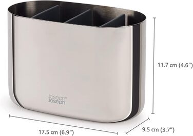 Joseph Joseph EasyStore - Luxus Edelstahl Zahnbürstenhalter Caddy Badezimmer Lagerung, groß - Steel