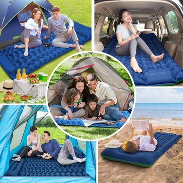 Надувна туристична матрац Isomatte з самонадуванням, 10 см, водовідштовхувальна, для кемпінгу та подорожей, синьо-зелена, односпальна