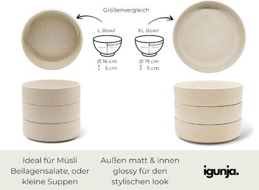 Igunga Stoneware Dinnerware Set - 12 Piece Service for 4 | Reactive Glaze Bowls & Plates - Premium Handcrafted Tableware (Beige)
