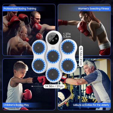 Музична боксерська машина IERAKOR з LED-підсвіткою, Bluetooth, 9 режимів швидкості та підрахунку ударів для дорослих та дітей
