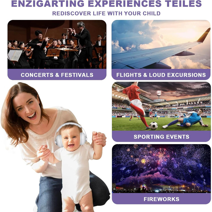 Навушники для захисту від шуму для немовлят 2-в-1, 25dB, до 48 місяців, регульоване антиковзне обличчя, м'які та легкі, для сну, подорожей, гучних місць