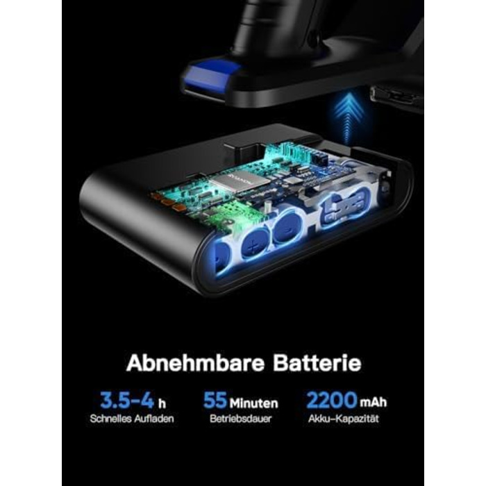 Бездротовий пилосос VAKERR MarsVac S1 450W 38000Па, 55 хв, LED-дисплей, 1.5 л, для твердих підлог, килимів і шерсті тварин