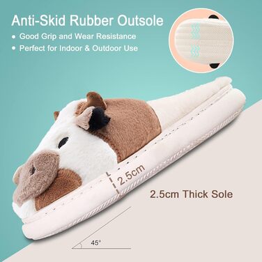 Тапочки для дому Кух, жіночі/чоловічі, плюшеві, пантофлі, зимові, теплі, зручні, з м'яким хутром, у вигляді тварин, легкі, затишні, антиковзкі, закриті, кумедні, 42/43 EU, коричневі