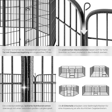 Тектейк вольєр для цуценят, 60 см, 8 граней, чорний - 402502