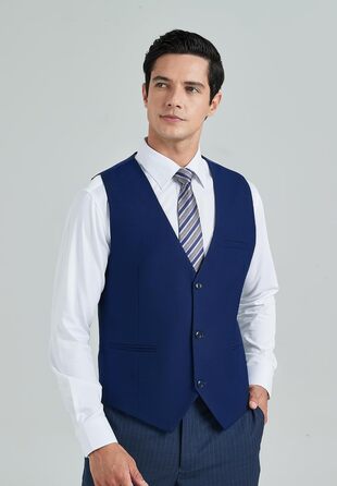 Костюмний жилет чоловічий HISDERN, темно-синій, бавовна, однотонний, V-подібний виріз, з кишенями, для вечірки, весілля, бізнесу