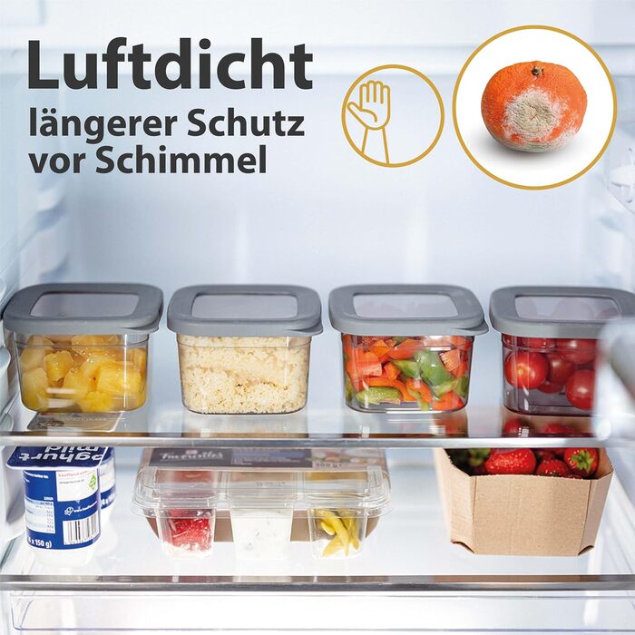 Набір контейнерів для зберігання продуктів [12 шт] Anthracite (500 мл) - Складні, економія місця, для кухні