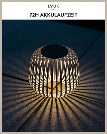 Бездротовий LED світильник на сонячній батареї LUUK LIFESTYLE, димований, декоративний ліхтар з тіньовим ефектом для балкона і саду, колір горіховий коричневий