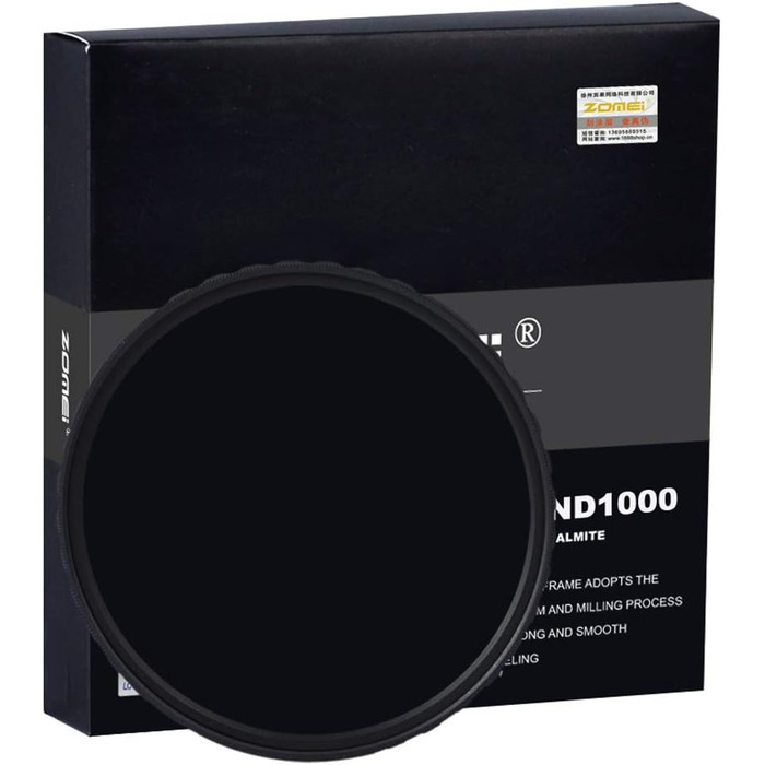 Фільтр Zomei ND1000, 82 мм, ультратонкий, 10 ступенів затемнення, Schott Glass