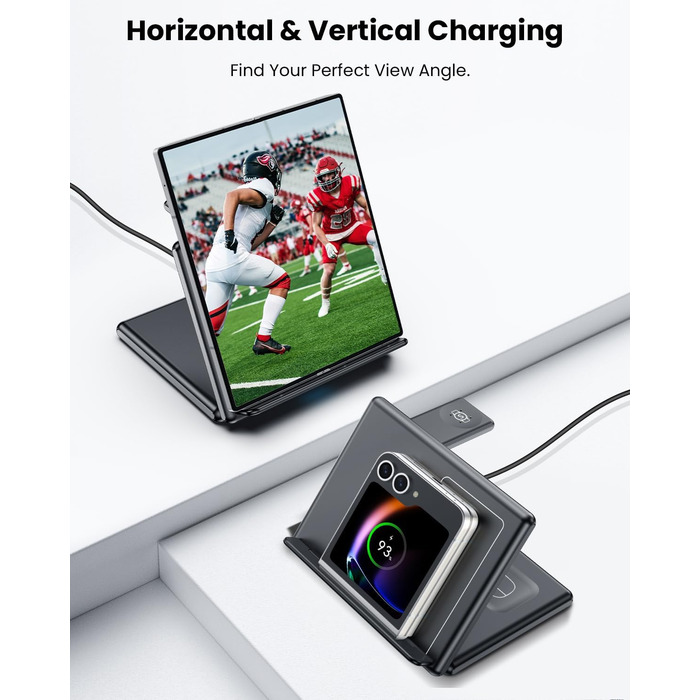 Індукційна зарядка GEEKERA 3-в-1 для Samsung, Fitbit, Galaxy Buds - чорний