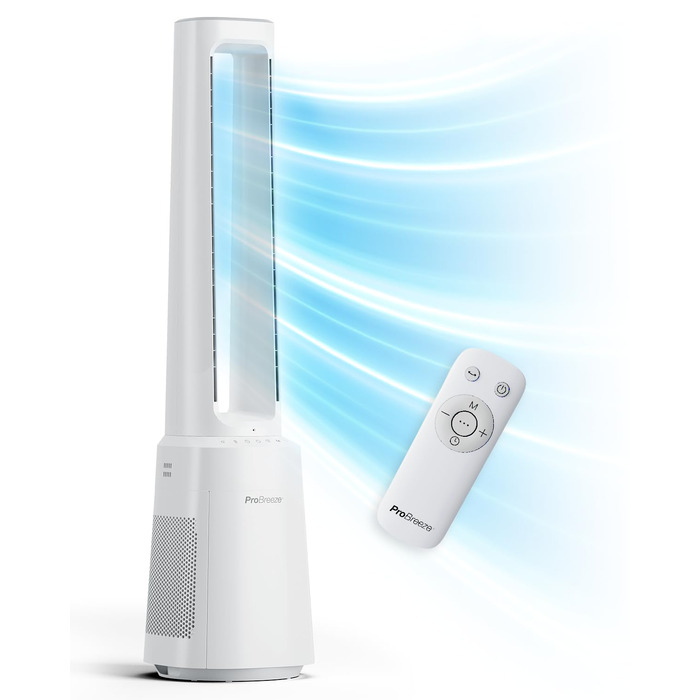 Вентилятор Pro Breeze OmniAir з очищувачем повітря, 105 см, осциляція 75°, пульт ДК, HEPA 13 фільтр, LED дисплей, 10 швидкостей, тихий, 5 режимів, білий