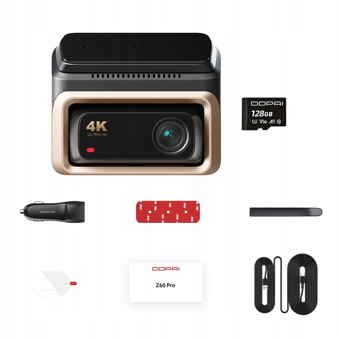 Автомобільний відеореєстратор DDPAI Z60 Pro 4K HDR з GPS, Wi-Fi, BT та карткою пам'яті 128ГБ