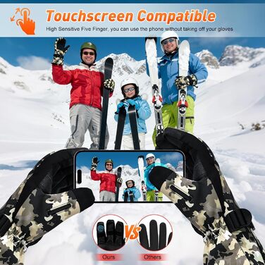 Греючі рукавиці для чоловіків та жінок, 7.4V 3000mAh, акумулятор, сенсорний екран, для катання на лижах, кемпінгу, їзди на велосипеді, 3 рівні нагріву